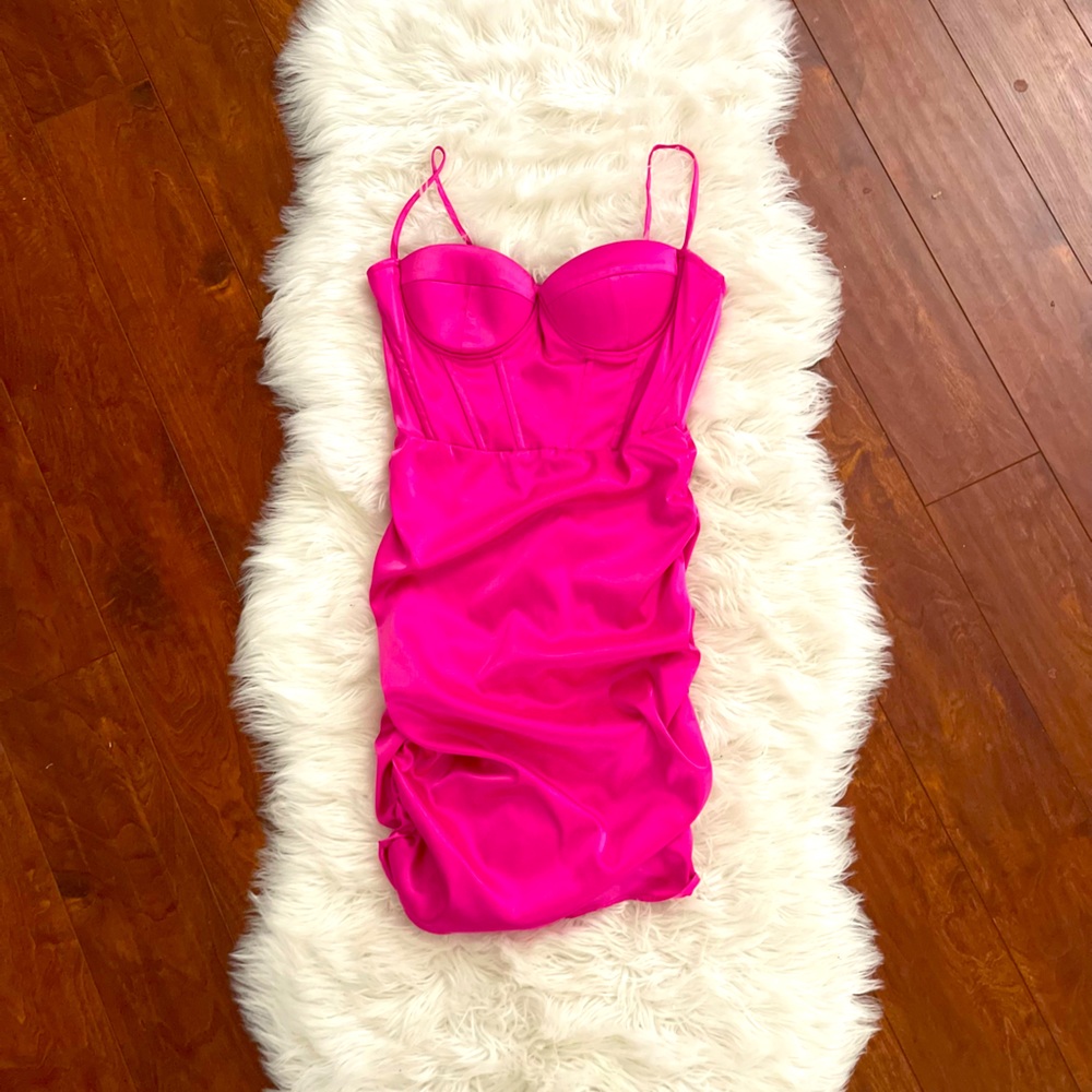pink, corset top dress